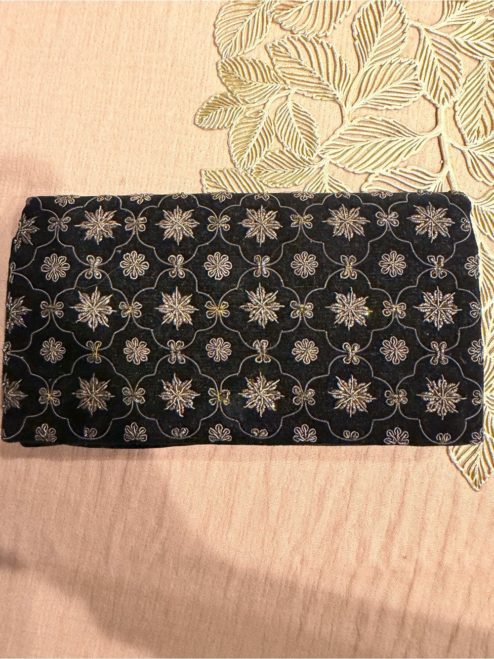 Vintage Ganeshi Lall & Son Embroidered Black Evening Clutch